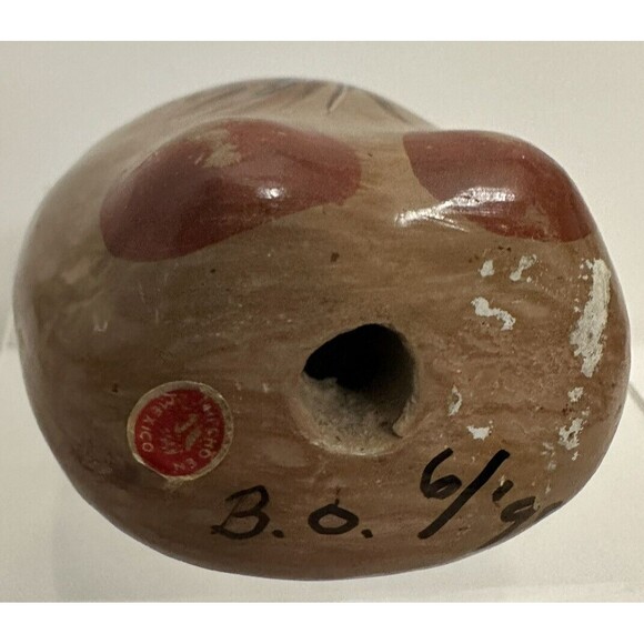 Vintage Mexico Tonala Pottery Owl Hand Painted 3” Brown Orange - Picture 6 of 9